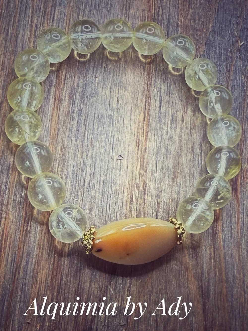LUXURY + BIG YELLOW LAGUNA AGATE Beaded citrine chunky bracelet